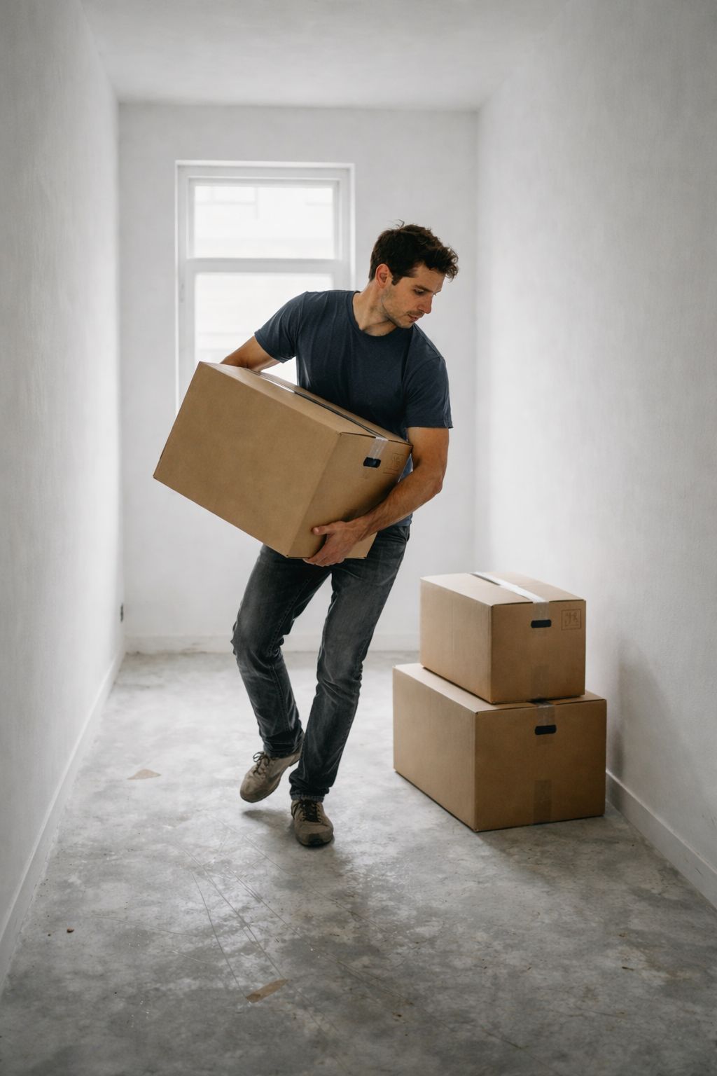 QuikVans team moving furniture through a doorway