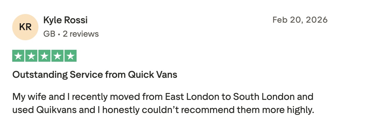 QuikVans Trustpilot review 1