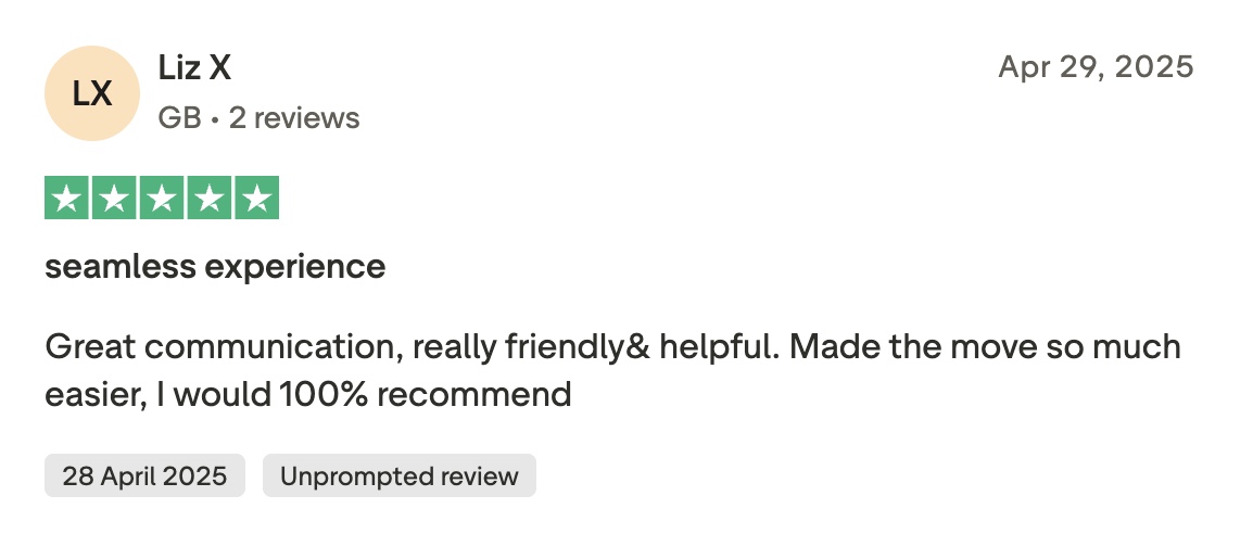 QuikVans Trustpilot review 10