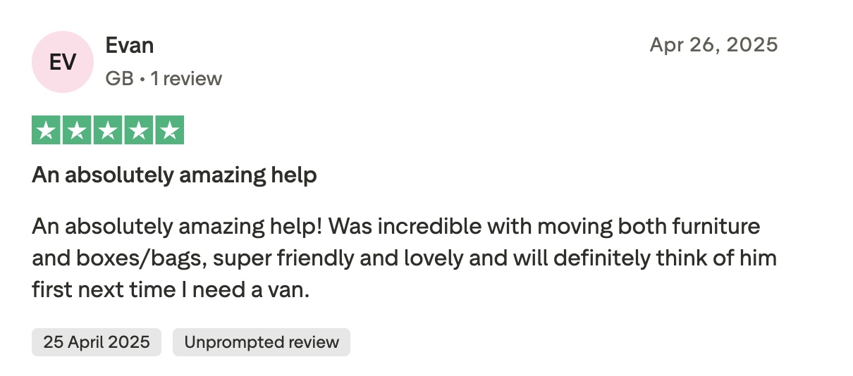 QuikVans Trustpilot review 11