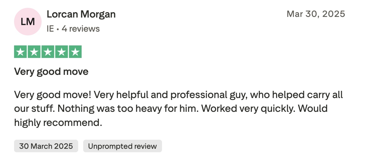 QuikVans Trustpilot review 14