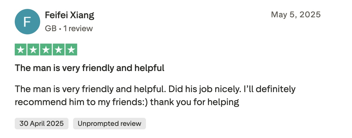 QuikVans Trustpilot review 7
