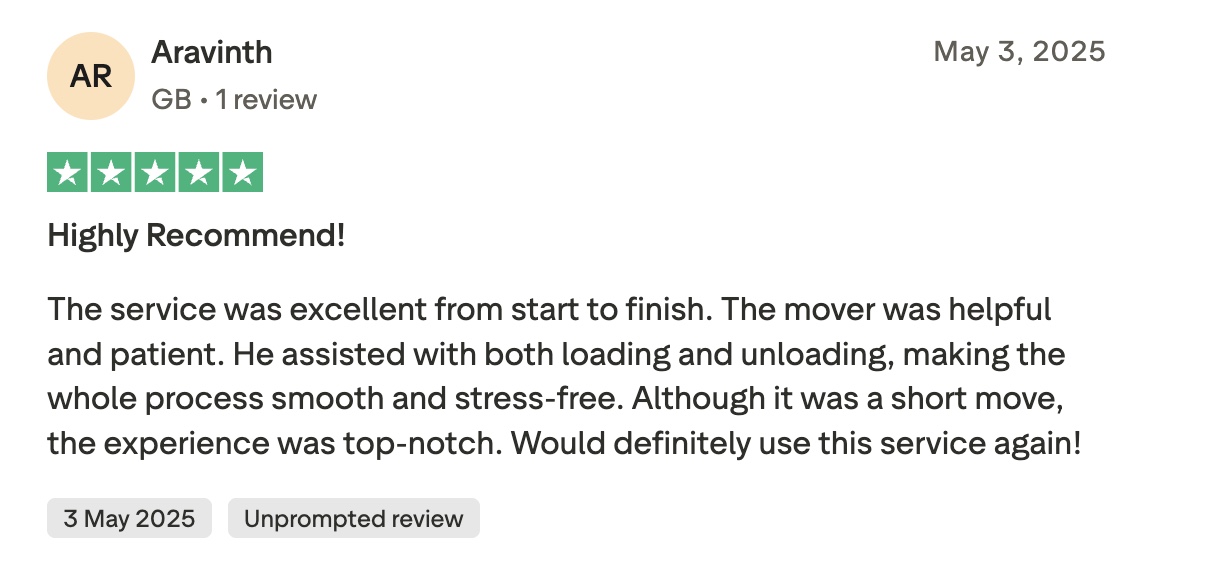 QuikVans Trustpilot review 8
